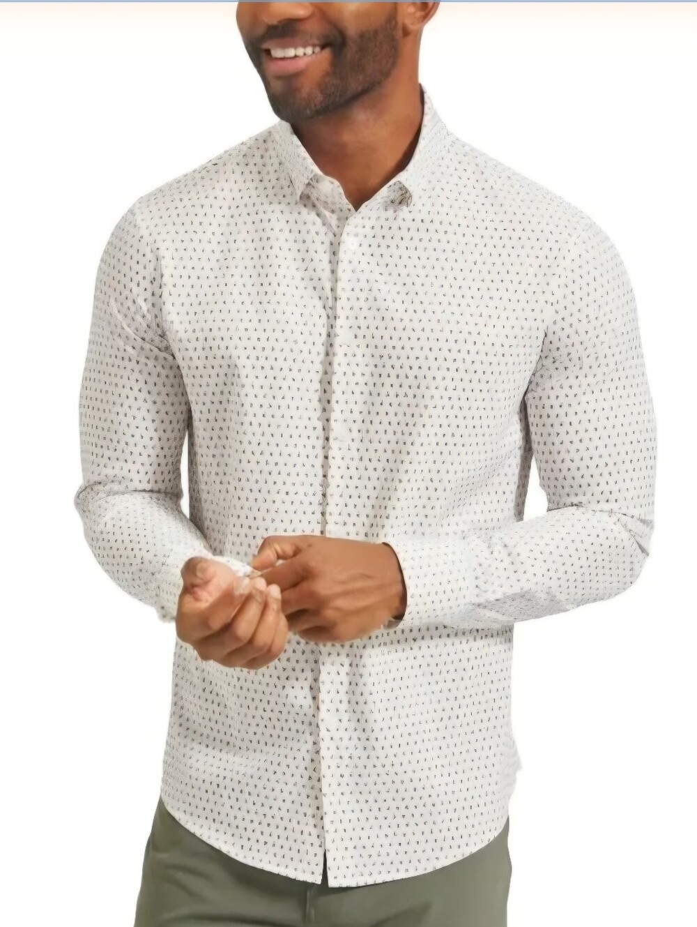 MIZZEN + MAIN Leeward Long-Sleeve Button Shirt Geo-Floral-Print - Size Medium